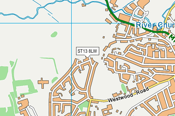 ST13 8LW map - OS VectorMap District (Ordnance Survey)