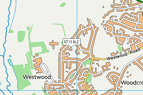 ST13 8LZ map - OS VectorMap District (Ordnance Survey)