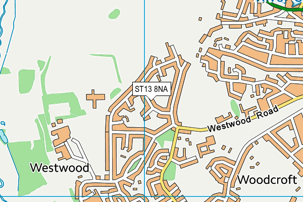 ST13 8NA map - OS VectorMap District (Ordnance Survey)