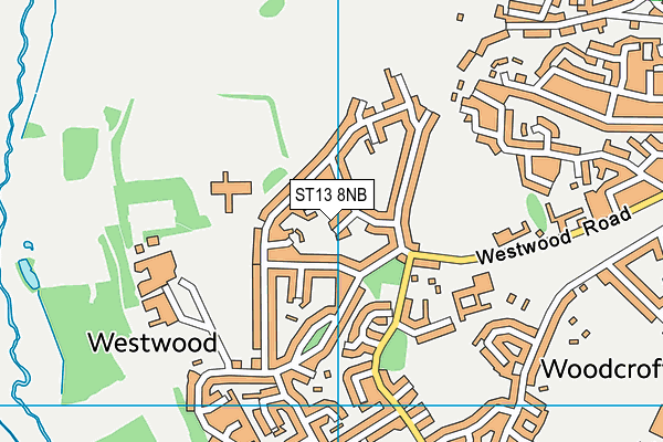 ST13 8NB map - OS VectorMap District (Ordnance Survey)