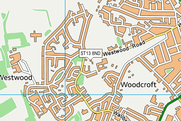 ST13 8ND map - OS VectorMap District (Ordnance Survey)