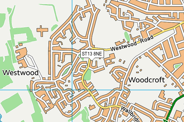 ST13 8NE map - OS VectorMap District (Ordnance Survey)