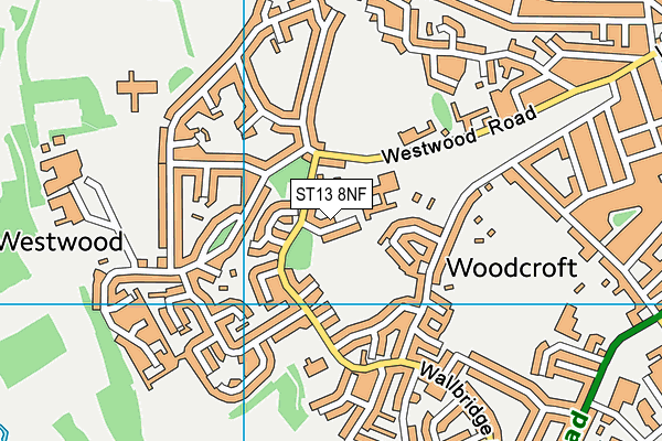 ST13 8NF map - OS VectorMap District (Ordnance Survey)