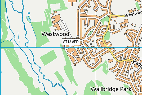 ST13 8PD map - OS VectorMap District (Ordnance Survey)
