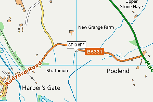 ST13 8PF map - OS VectorMap District (Ordnance Survey)