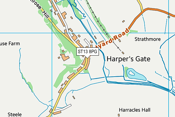 ST13 8PG map - OS VectorMap District (Ordnance Survey)