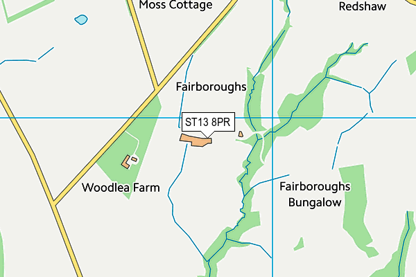 ST13 8PR map - OS VectorMap District (Ordnance Survey)