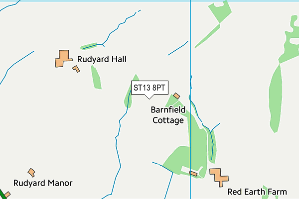 ST13 8PT map - OS VectorMap District (Ordnance Survey)