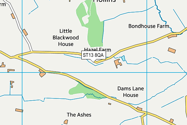 ST13 8QA map - OS VectorMap District (Ordnance Survey)