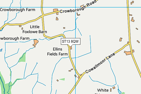 ST13 8QW map - OS VectorMap District (Ordnance Survey)