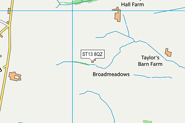 ST13 8QZ map - OS VectorMap District (Ordnance Survey)