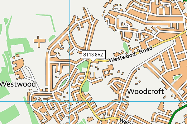 ST13 8RZ map - OS VectorMap District (Ordnance Survey)