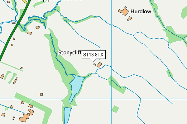 ST13 8TX map - OS VectorMap District (Ordnance Survey)