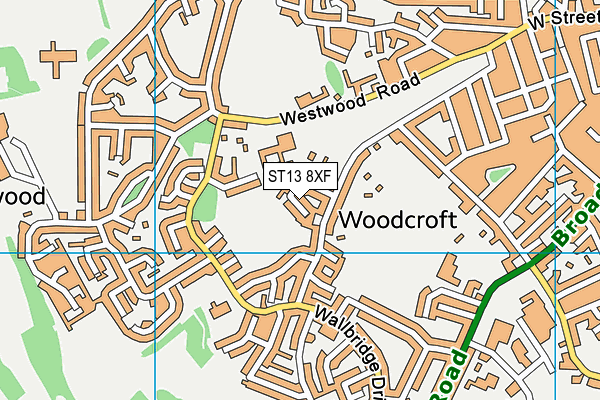 ST13 8XF map - OS VectorMap District (Ordnance Survey)