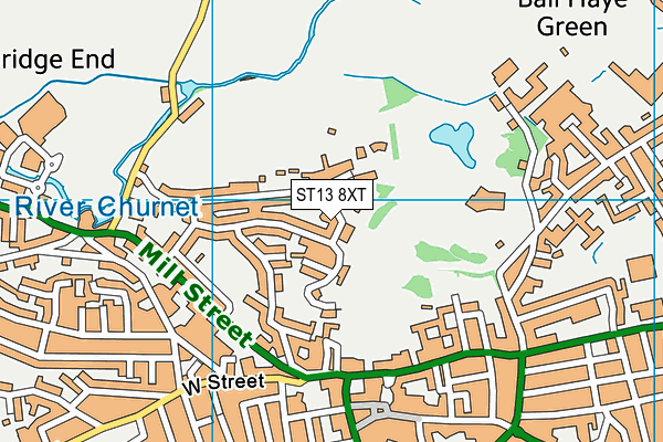 ST13 8XT map - OS VectorMap District (Ordnance Survey)