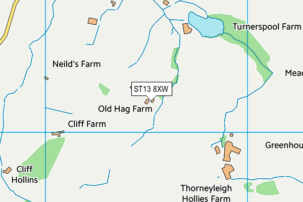 ST13 8XW map - OS VectorMap District (Ordnance Survey)