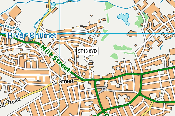 ST13 8YD map - OS VectorMap District (Ordnance Survey)