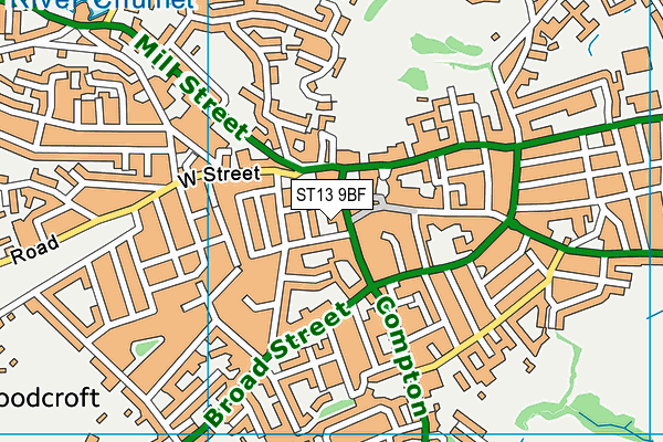ST13 9BF map - OS VectorMap District (Ordnance Survey)