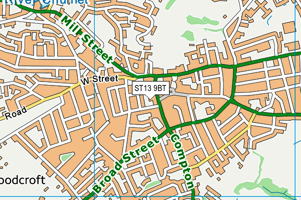 ST13 9BT map - OS VectorMap District (Ordnance Survey)