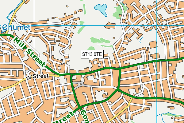ST13 9TE map - OS VectorMap District (Ordnance Survey)