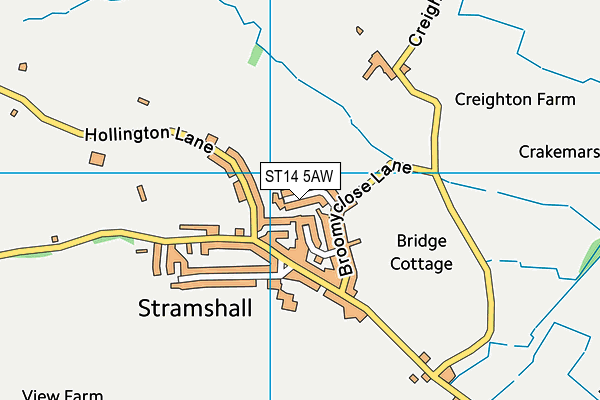 ST14 5AW map - OS VectorMap District (Ordnance Survey)
