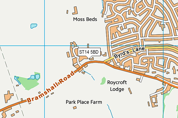 ST14 5BD map - OS VectorMap District (Ordnance Survey)