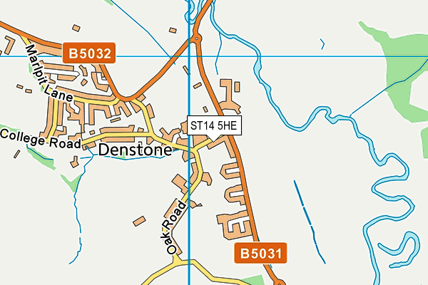 ST14 5HE map - OS VectorMap District (Ordnance Survey)