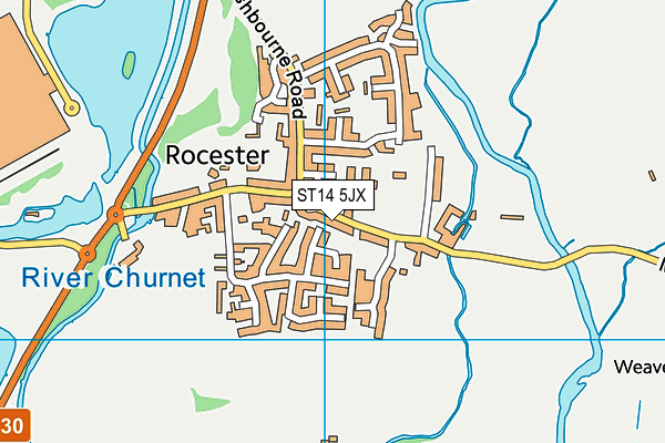 Rocester Football Club map (ST14 5JX) - OS VectorMap District (Ordnance Survey)