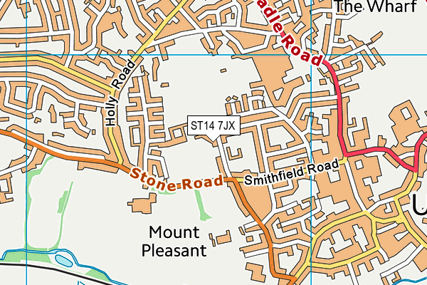Oldfields Sports Ground map (ST14 7JX) - OS VectorMap District (Ordnance Survey)