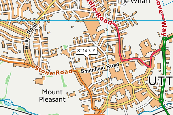 ST14 7JY map - OS VectorMap District (Ordnance Survey)