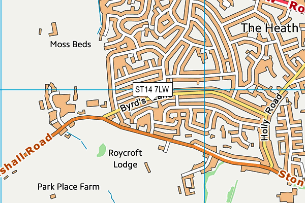 ST14 7LW map - OS VectorMap District (Ordnance Survey)