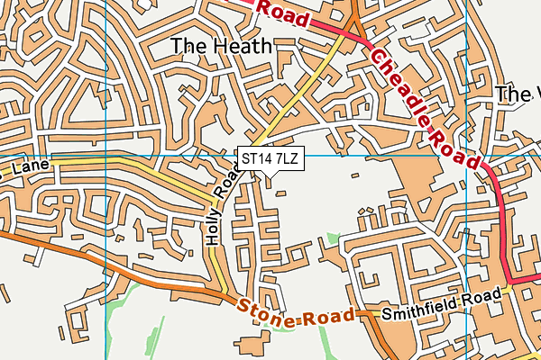 ST14 7LZ map - OS VectorMap District (Ordnance Survey)