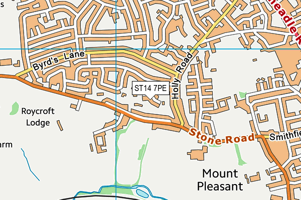 ST14 7PE map - OS VectorMap District (Ordnance Survey)