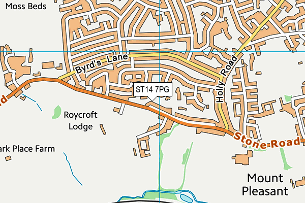 ST14 7PG map - OS VectorMap District (Ordnance Survey)