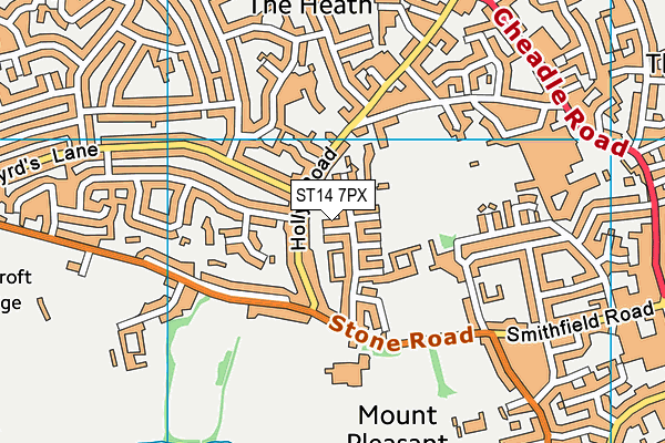 ST14 7PX map - OS VectorMap District (Ordnance Survey)