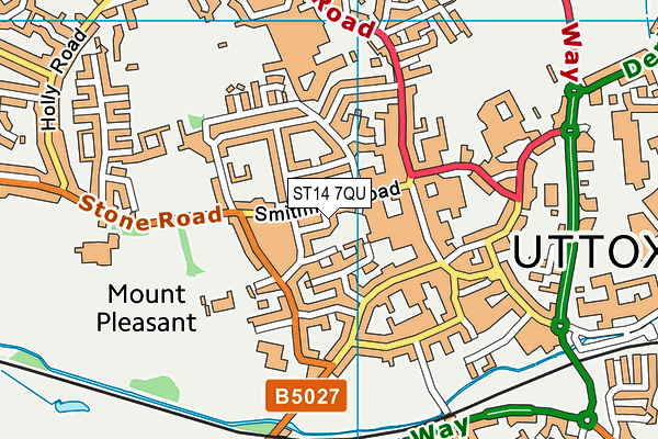 ST14 7QU map - OS VectorMap District (Ordnance Survey)