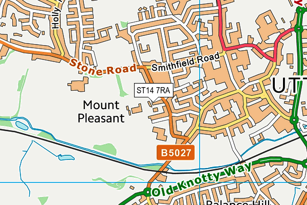 ST14 7RA map - OS VectorMap District (Ordnance Survey)