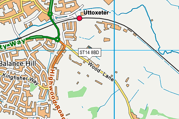 ST14 8BD map - OS VectorMap District (Ordnance Survey)