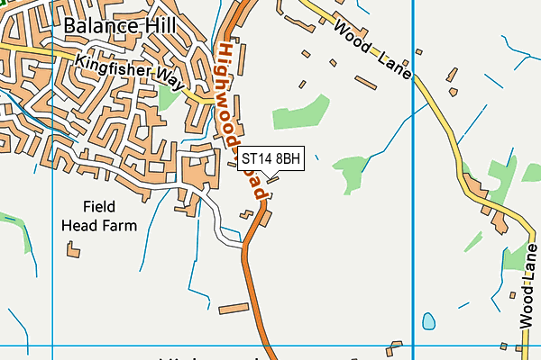 ST14 8BH map - OS VectorMap District (Ordnance Survey)