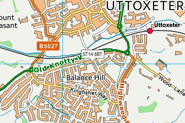 ST14 8BT map - OS VectorMap District (Ordnance Survey)