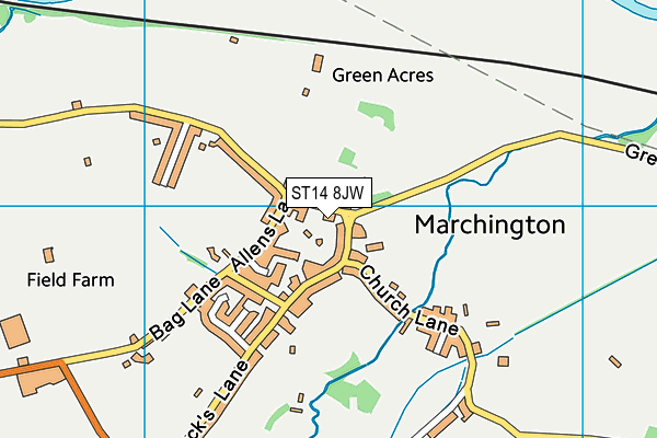 ST14 8JW map - OS VectorMap District (Ordnance Survey)