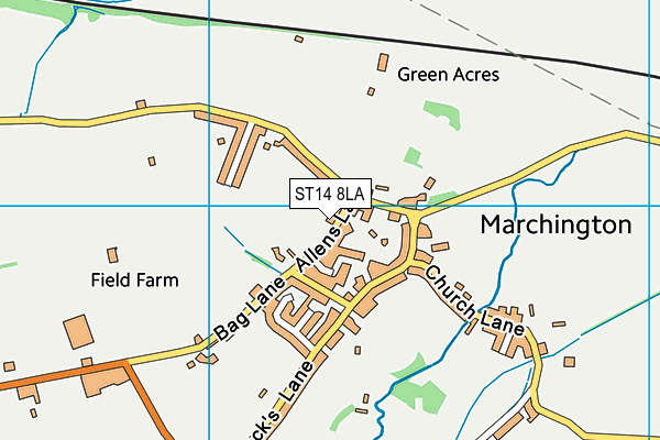 ST14 8LA map - OS VectorMap District (Ordnance Survey)