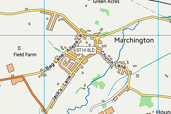 ST14 8LD map - OS VectorMap District (Ordnance Survey)