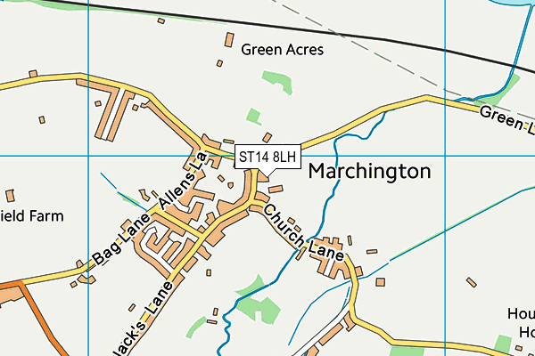 ST14 8LH map - OS VectorMap District (Ordnance Survey)