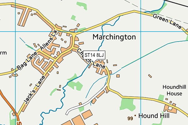 ST14 8LJ map - OS VectorMap District (Ordnance Survey)