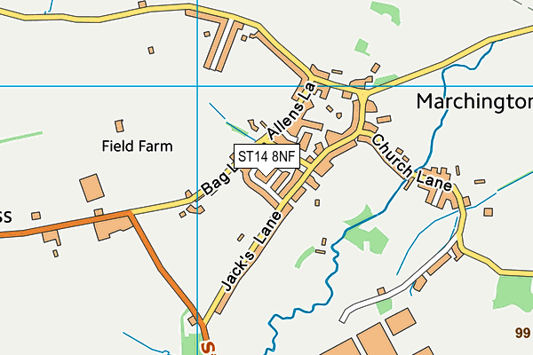 ST14 8NF map - OS VectorMap District (Ordnance Survey)