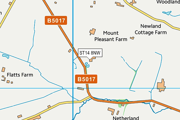 ST14 8NW map - OS VectorMap District (Ordnance Survey)