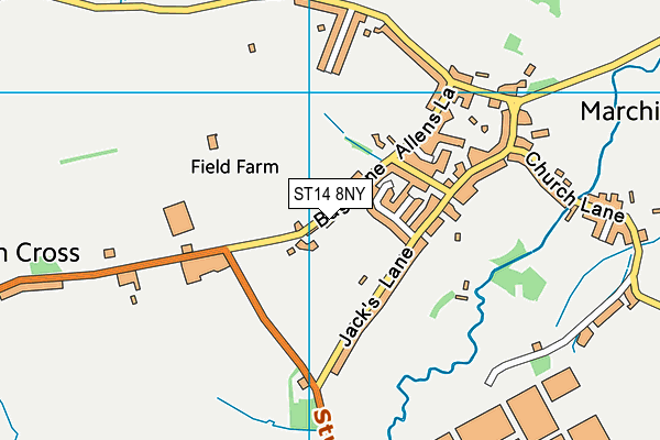 ST14 8NY map - OS VectorMap District (Ordnance Survey)