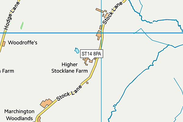 ST14 8PA map - OS VectorMap District (Ordnance Survey)