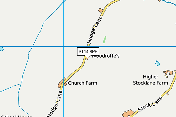 ST14 8PE map - OS VectorMap District (Ordnance Survey)